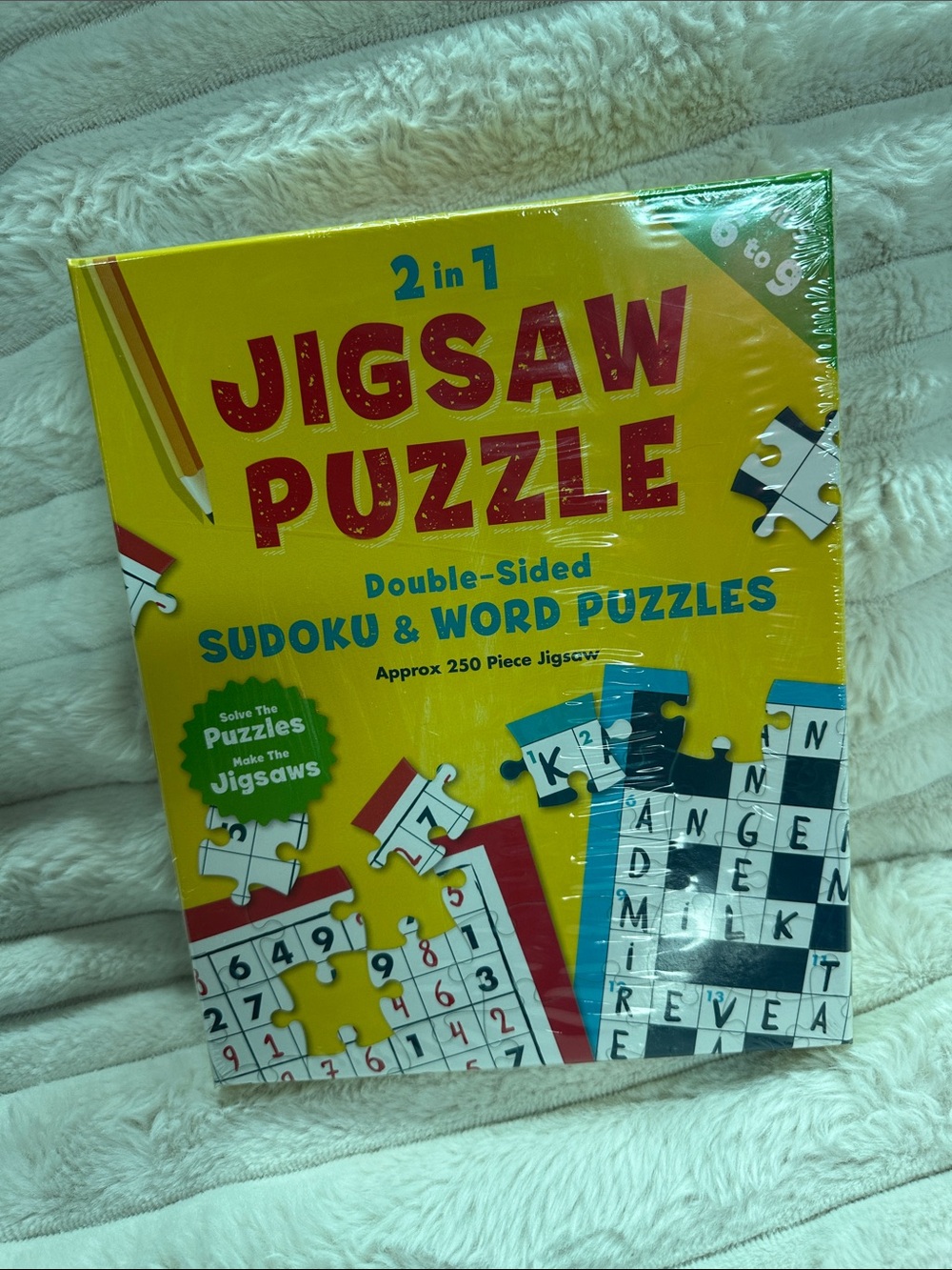 2-in-1 Jigsaw Puzzle Game - Yellow Double-Sided Sudoku & Word Puzzles